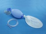 Solid silicone adult manual resuscitator in blue